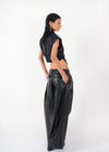 Pleated Leather Pants