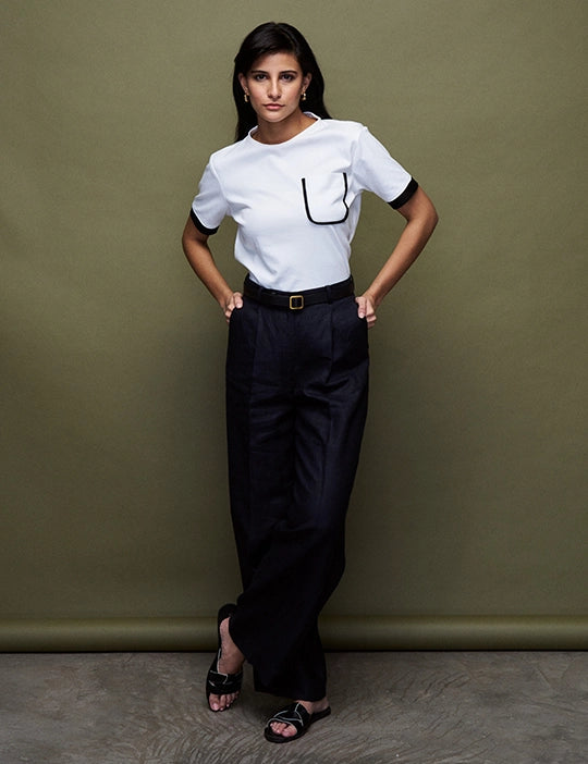 Logus Navy Linen Trouser