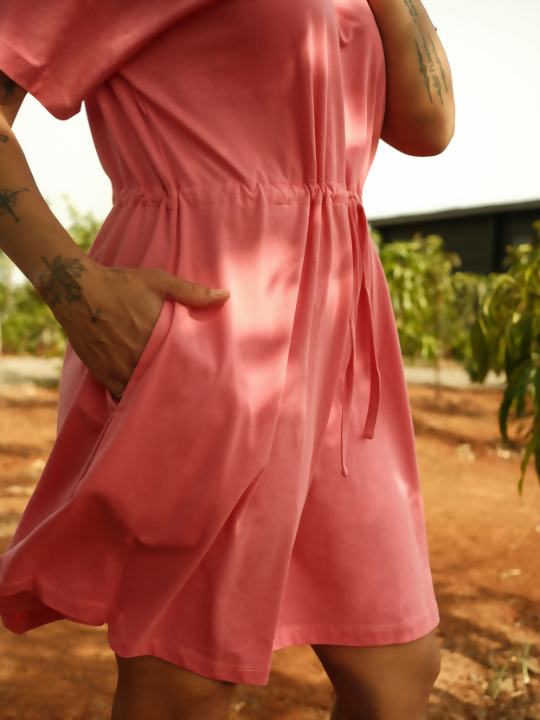 Drawstring Leisure Dress - pink