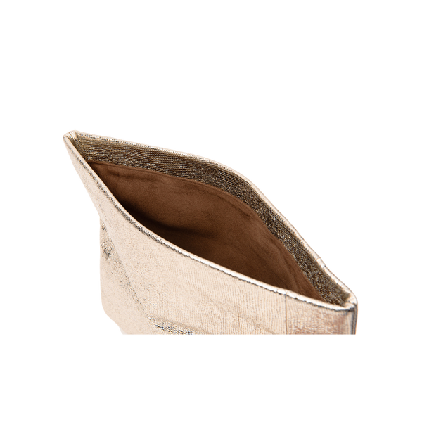 Foldover Champagne Metallic Clutch - Gold