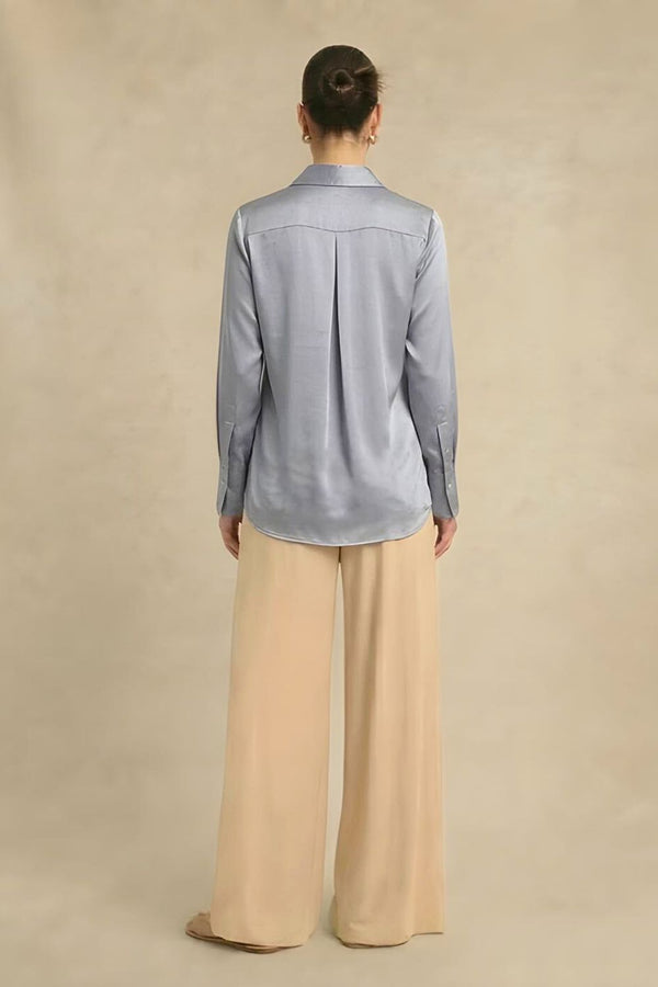 Steel Grey Wrap Blouse
