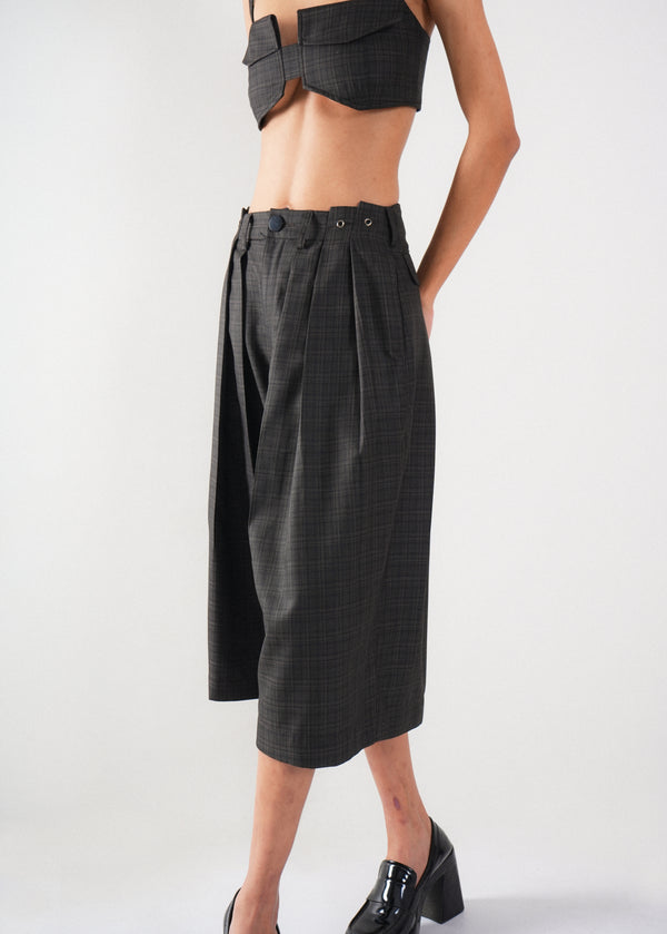 Utility Pleated Culotte Shorts
