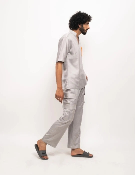 Grey-Orange Pocket Co-ord Set