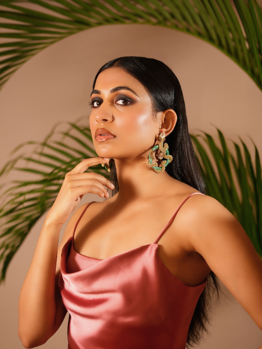 Green snake earrings