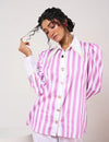 Striped Mauve & White Shirt with White Pant
