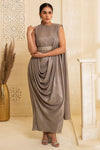 Starlight Pre-Draped Saree - Silver
