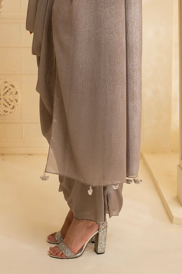 Starlight Pre-Draped Saree - Silver
