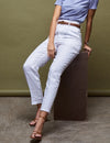 Logus White Narrow Fit Linen Pleated Trouser