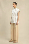 Ivory White Crew Neck Blouse