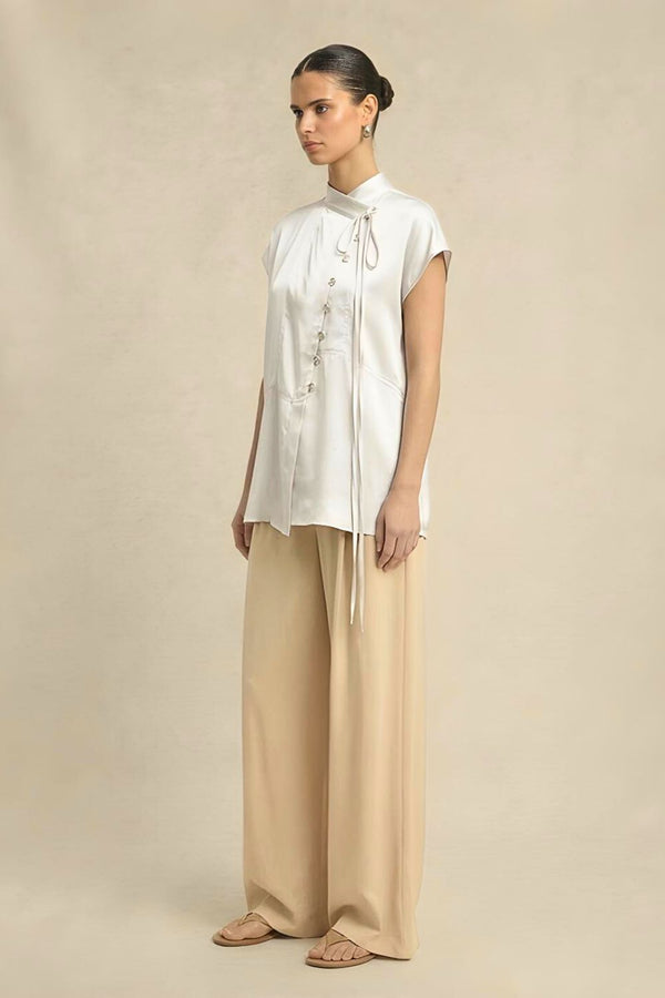 Ivory White Crew Neck Blouse