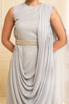Starlight Pre-Draped Saree - Silver