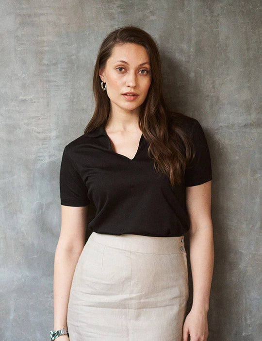Logus Black V-neck polo T-shirt