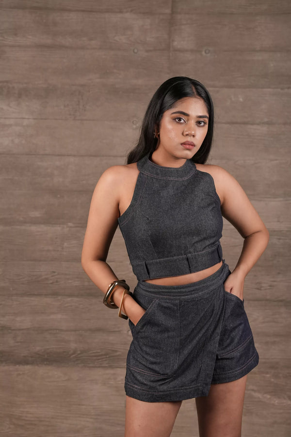 Tailored Skorts - Earthy Blue