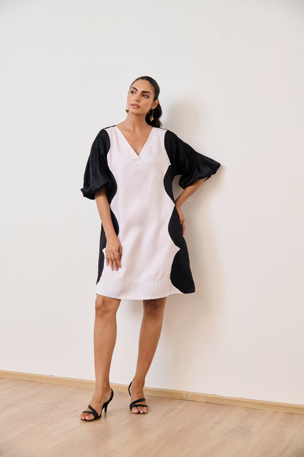 White & Black Short Party Dress