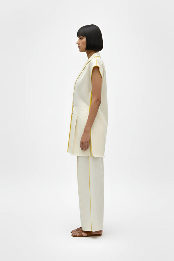 Ivory-Mango Yellow Blazer Set