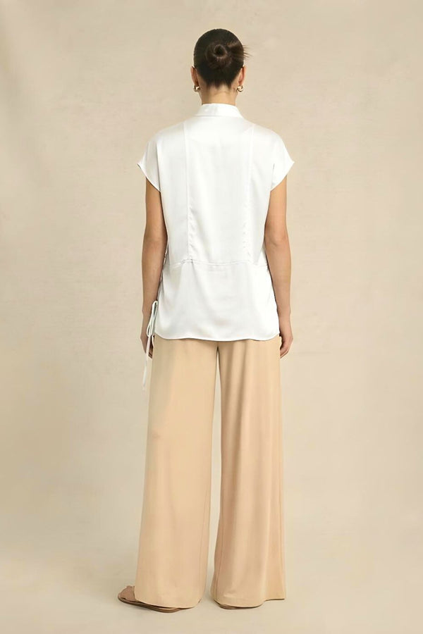 Ivory White Crew Neck Blouse