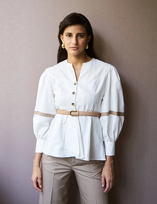 Logus White Top With Sleeve Detail