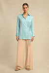 Tropical Breeze Blue Wrap Blouse