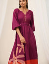 Dual tone gathered midi dress