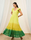 Lime Green Ombre Flared Maxi Dress