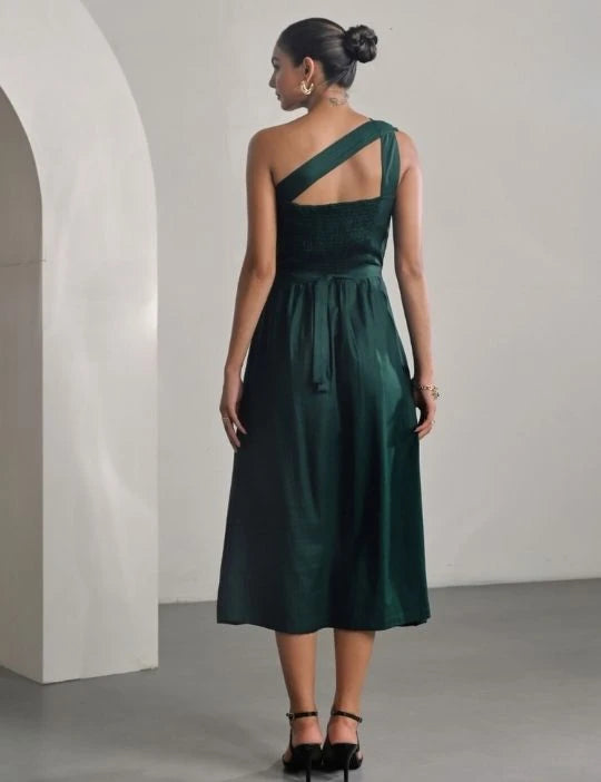 Green One Shoulder Dress