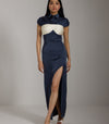 Midnight Pleated Satin Gown