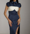 Midnight Pleated Satin Gown