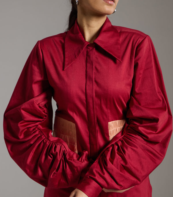 Fireside Sunset Shirred Dress