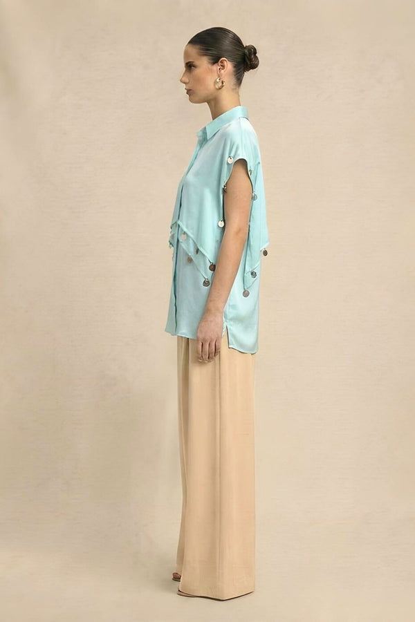 Tropical Breeze Blue Coin Flap Shirt