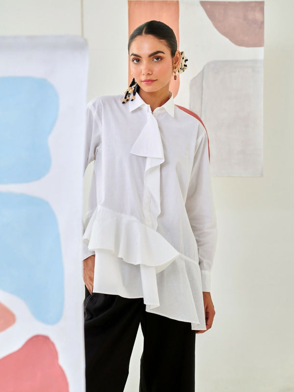 White Asymmetric Shirt