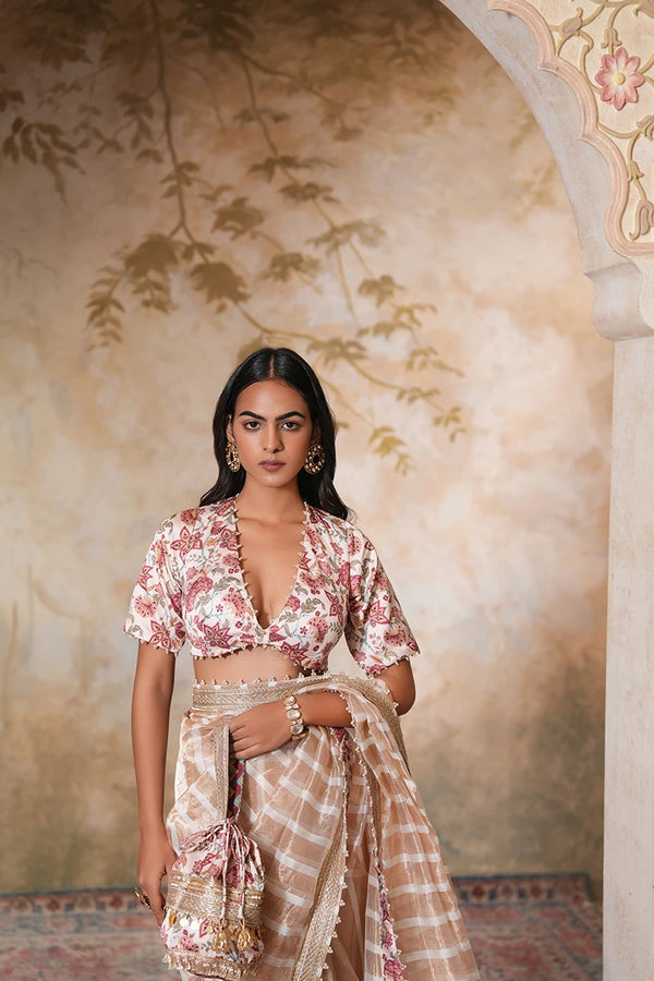 Zarina Pearl Tissue Silk Saree