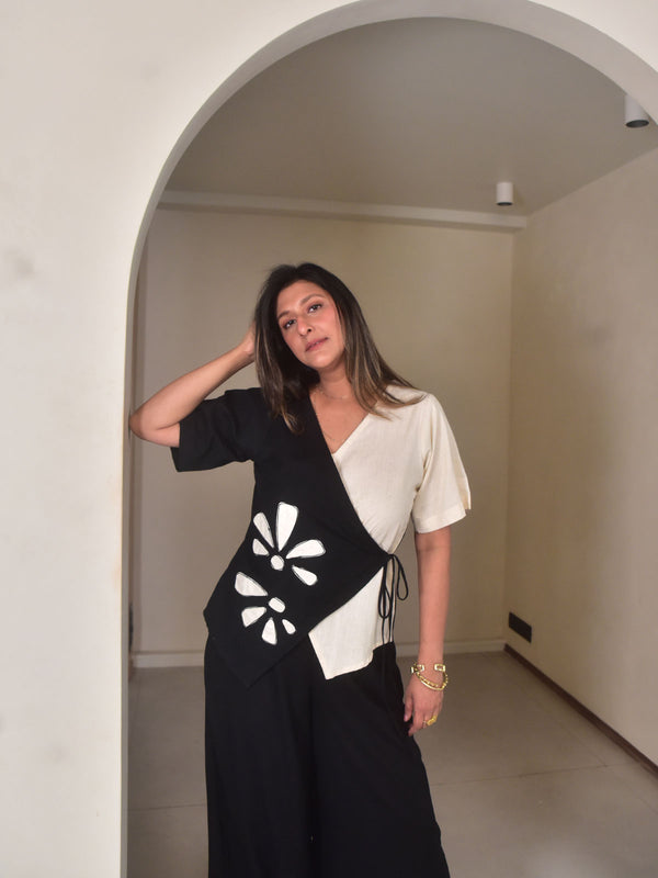Mia Applique Wrap Top
