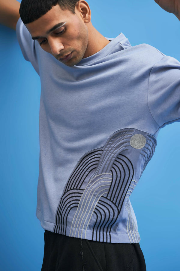 Steel Blue Chrysler Hand-Embroidered T-Shirt
