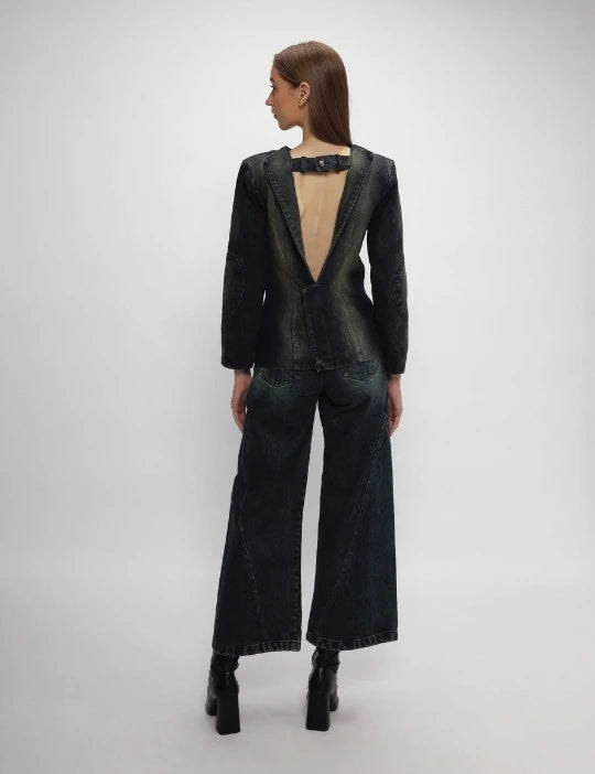 Asymmetrical Denim Pants