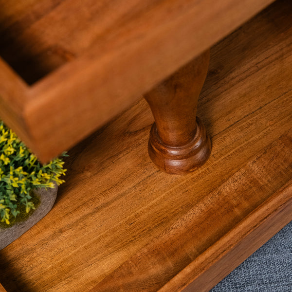 Two Tier Rectangle Wooden Desset Stand