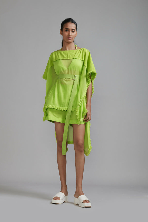 fringed kaftan set - Neon