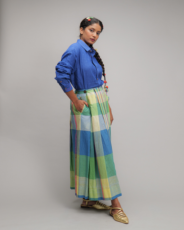 Agnella Check Pleated Maxi Skirt