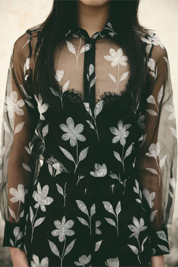 ATBW - AN Foral Organza Shirt - Black