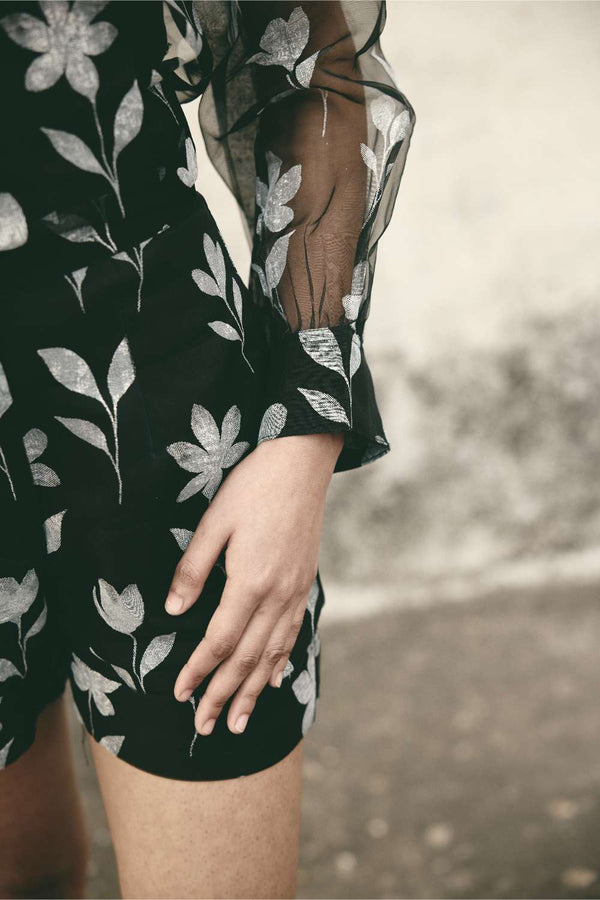 ATBW - AN Foral Organza Shirt Set - Black