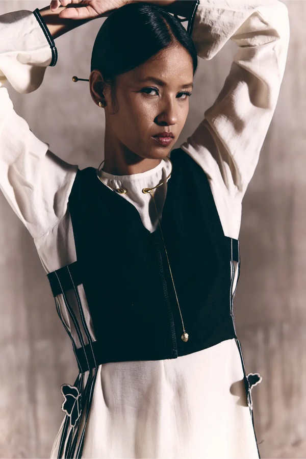The Space Between - Column Kurta, Frame Pants with Anchor Bib