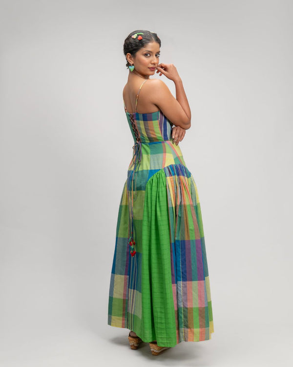 Angelica Multicolor Checks Corset Dress