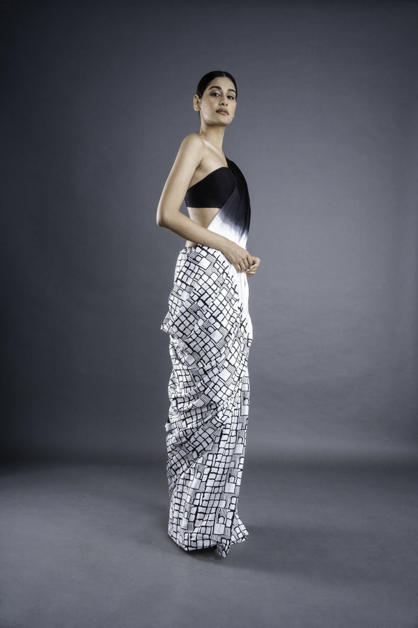 Honeycomb Satin Ombre Saree