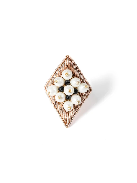 Pearl blackCrystal Diamond Ring
