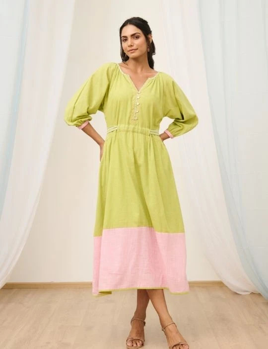 Dual tone embroidered dress
