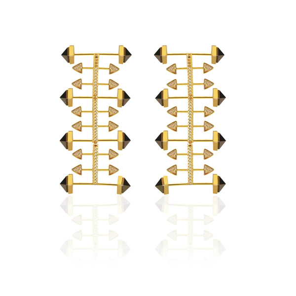 Kensho Earrings- Grey in Gold