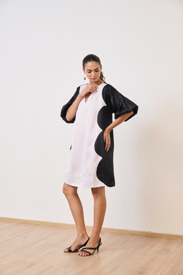 White & Black Short Party Dress