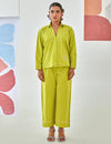 Lemon Co-ord Set With Floral Embroidery