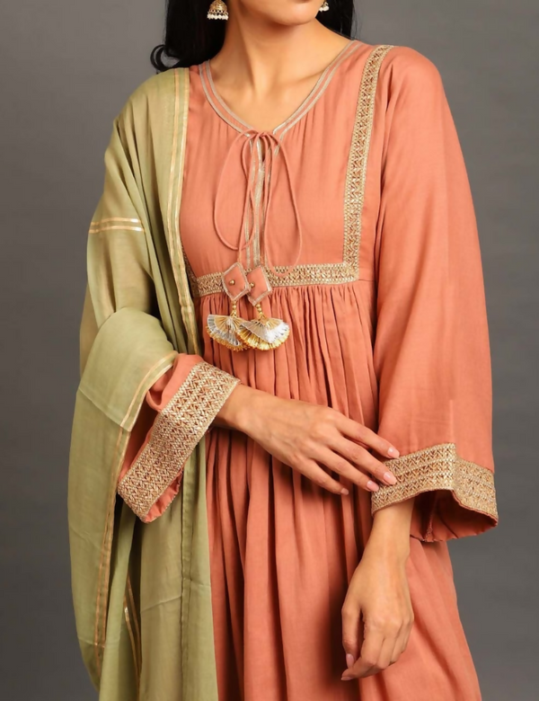 Rust Haseena Kurta Set