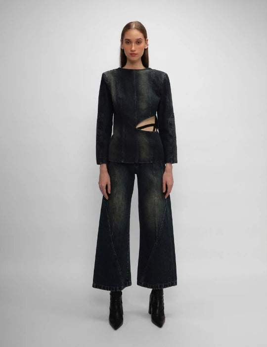 Asymmetrical Denim Pants