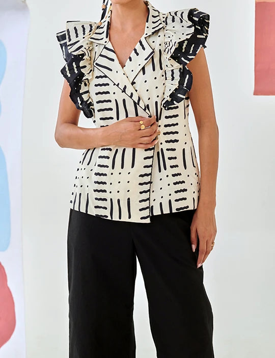 Black and white printed Jacket Co-ord Set